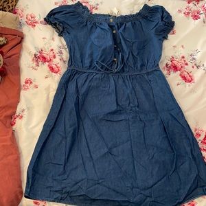 “Denim” off the shoulder dress